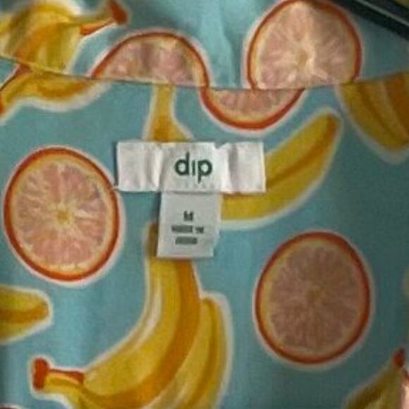Dip Banana and Orange Print Button Down Short Sleeve Shirt Size Medium - Picture 3 of 6